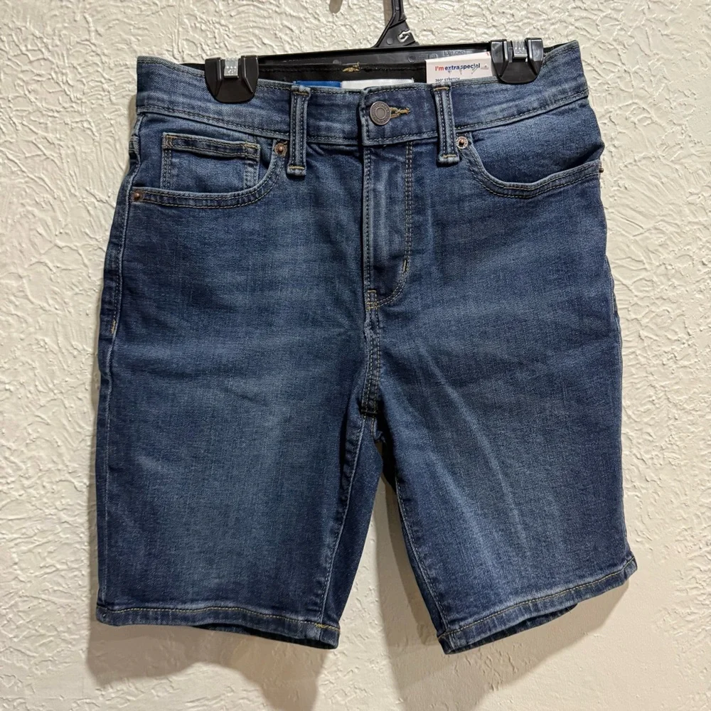 Old Navy Slim Jawstring Distressed Denim Shorts Size 12
